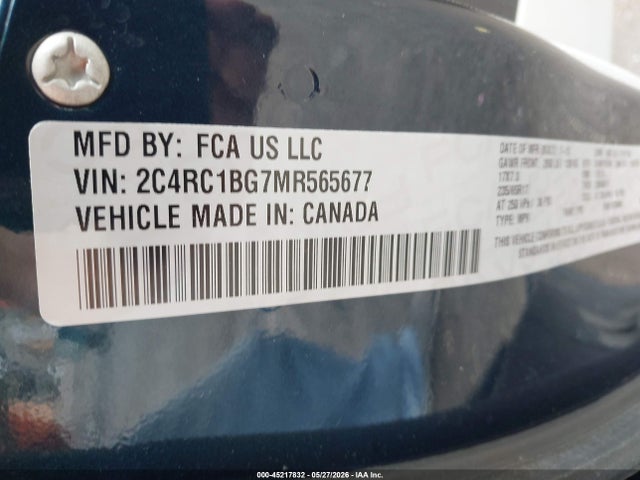 Продажа на аукционе авто 2021 Chrysler Pacifica Touring L, vin: 2C4RC1BG7MR565677, номер лота: 45217832