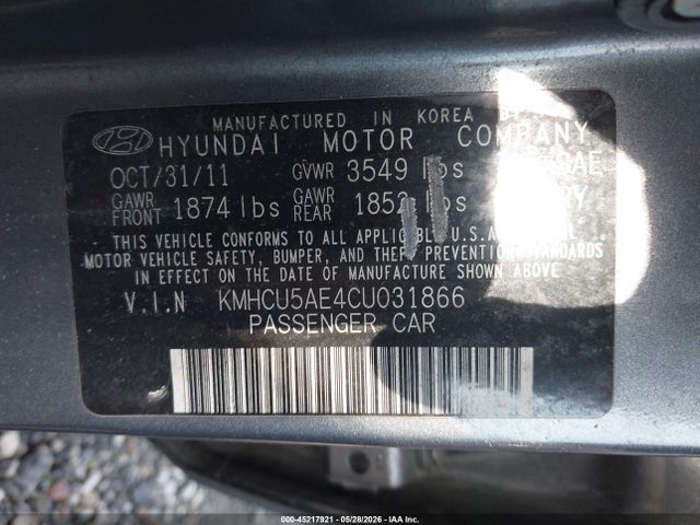Aukcja sprzedaży 2012 Hyundai Accent Se, vin: KMHCU5AE4CU031866, numer aukcji: 45217921
