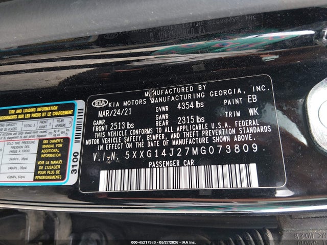 5XXG14J27MG073809 KIA K5 LXS