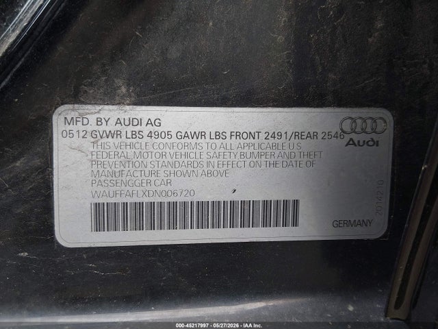 Продажа на аукционе авто 2013 Audi A4 2.0t Premium, vin: WAUFFAFLXDN006720, номер лота: 45217997