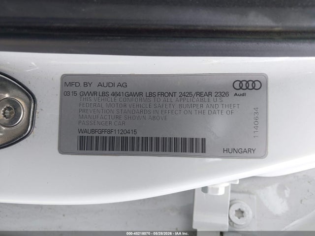 Продажа на аукционе авто 2015 Audi S3 2.0t Premium Plus, vin: WAUBFGFF8F1120415, номер лота: 45218070