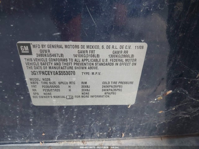 Продаж на аукціоні авто 2010 Cadillac Srx Premium Collection, vin: 3GYFNCEY0AS553070, номер лоту: 45218075