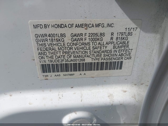 Продаж на аукціоні авто 2018 Acura Ilx Acurawatch Plus Package, vin: 19UDE2F35JA001268, номер лоту: 45218140