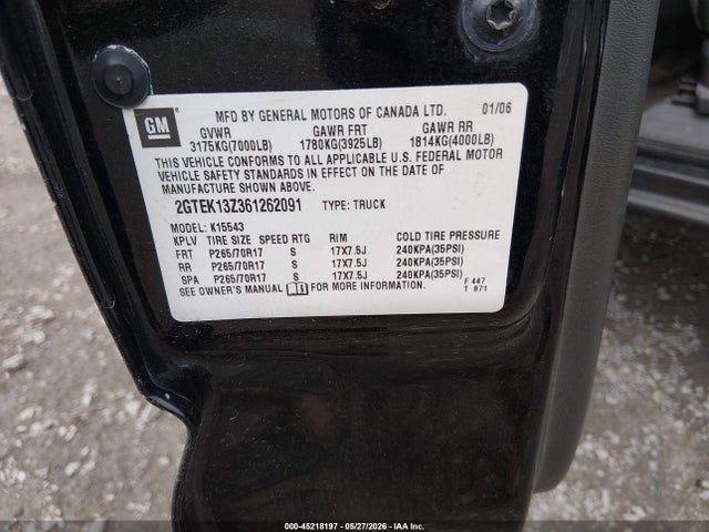 Aukcja sprzedaży 2006 Gmc Sierra 1500 Sle2, vin: 2GTEK13Z361262091, numer aukcji: 45218197