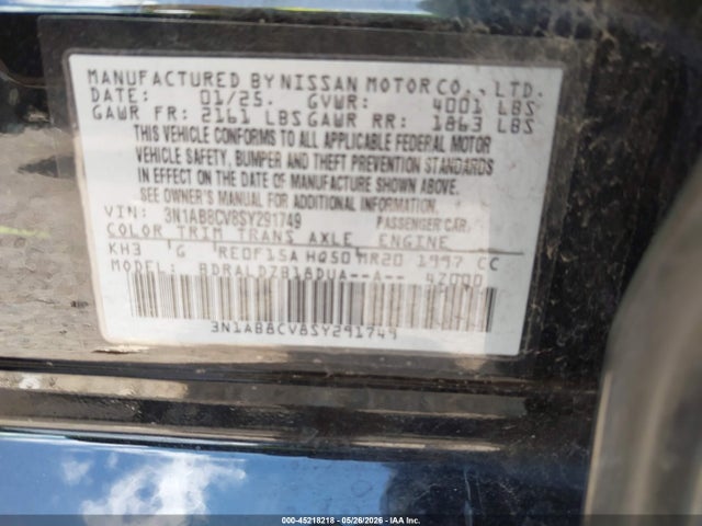 45218218 :رقم المزاد ، 3N1AB8CV8SY291749 vin ، 2025 Nissan Sentra Sv مزاد بيع