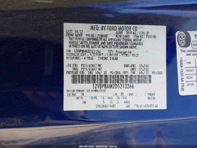 Aukcja sprzedaży 2013 Ford Mustang V6, vin: 1ZVBP8AM2D5213266, numer aukcji: 45218225