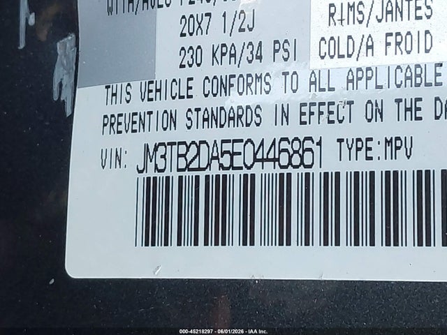 45218297 :رقم المزاد ، JM3TB2DA5E0446861 vin ، 2014 Mazda Cx-9 Grand Touring مزاد بيع