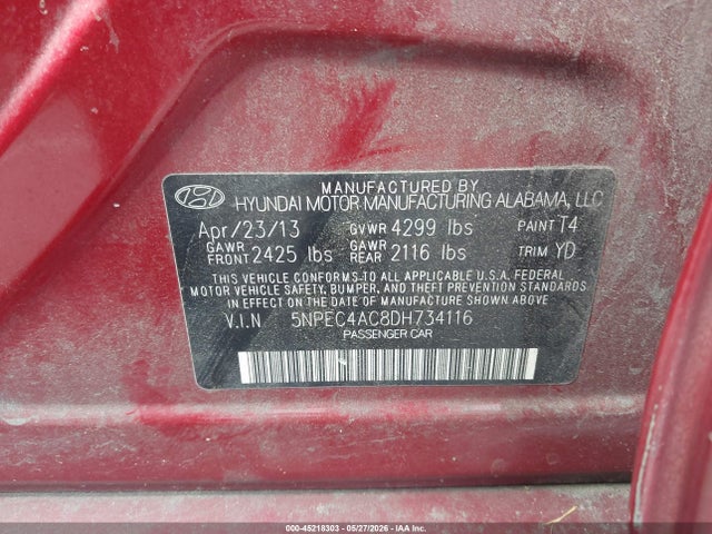 Продажа на аукционе авто 2013 Hyundai Sonata Limited, vin: 5NPEC4AC8DH734116, номер лота: 45218303