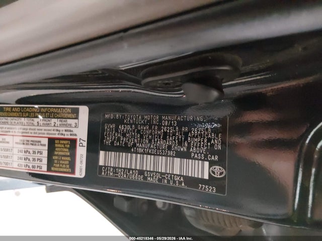2014 Toyota Camry Xle V6 მანქანა იყიდება აუქციონზე, vin: 4T1BK1FK0EU537982, აუქციონის ნომერი: 45218346