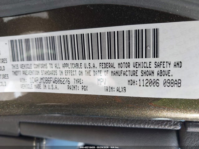 2015 Jeep Cherokee Limited მანქანა იყიდება აუქციონზე, vin: 1C4PJMDB6FW606276, აუქციონის ნომერი: 45218459