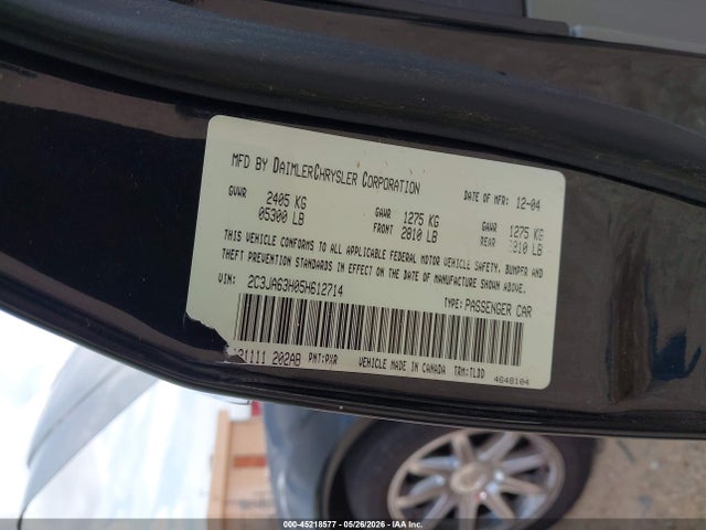 45218577 :رقم المزاد ، 2C3JA63H05H612714 vin ، 2005 Chrysler 300c مزاد بيع
