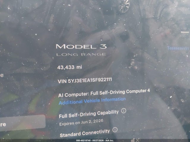Продажа на аукционе авто 2025 Tesla Model 3 Long Range Rear-wheel Drive/standard Rear-wheel Drive, vin: 5YJ3E1EA1SF922111, номер лота: 45218740
