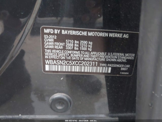 Продажа на аукционе авто 2012 Bmw 535i Gran Turismo, vin: WBASN2C5XCC202311, номер лота: 45218762