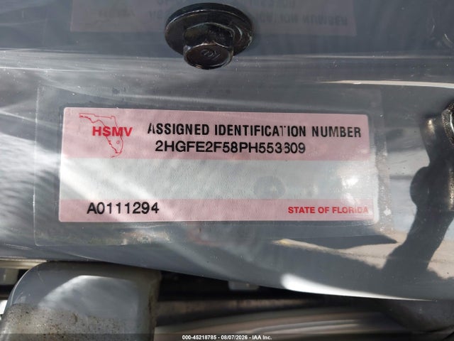 Aukcja sprzedaży 2023 Honda Civic Sport, vin: 2HGFE2F58PH553609, numer aukcji: 45218785