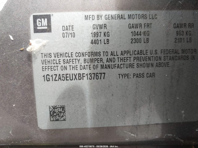 Aukcja sprzedaży 2011 Chevrolet Malibu Ls, vin: 1G1ZA5EUXBF137677, numer aukcji: 45218870