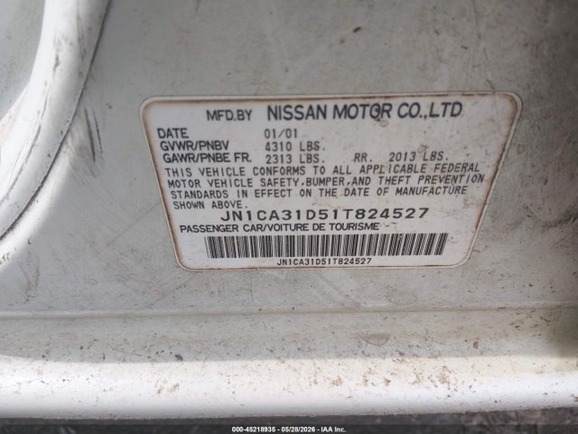 2001 Nissan Maxima მანქანა იყიდება აუქციონზე, vin: JN1CA31051T824527, აუქციონის ნომერი: 45218935