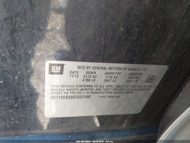 Aukcja sprzedaży 2014 Chevrolet Impala 2lt, vin: 2G1125S38E9207986, numer aukcji: 45218948