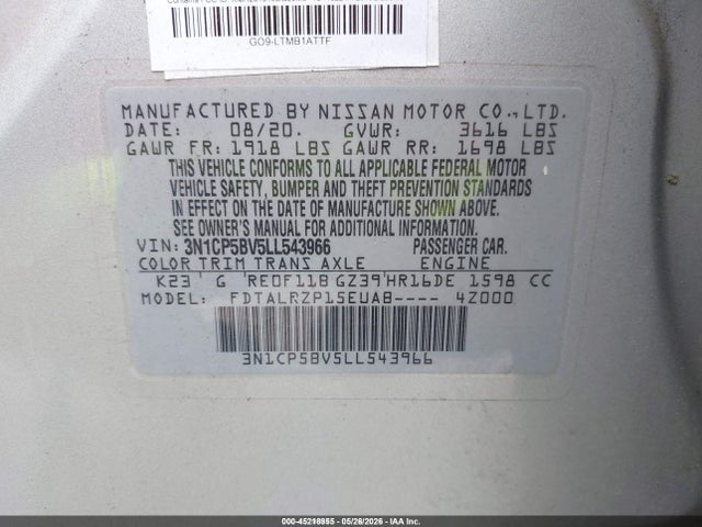 Nissan Kicks S Xtronic Cvt 2020 3N1CP5BV5LL543966 Image 9