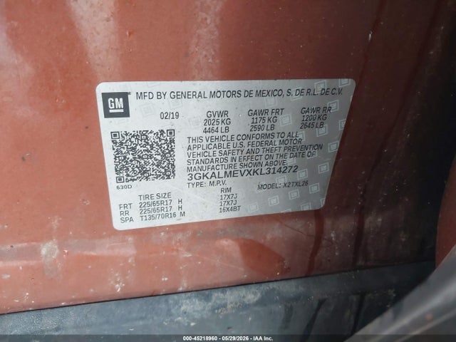 3GKALMEVXKL314272 GMC Terrain Sle