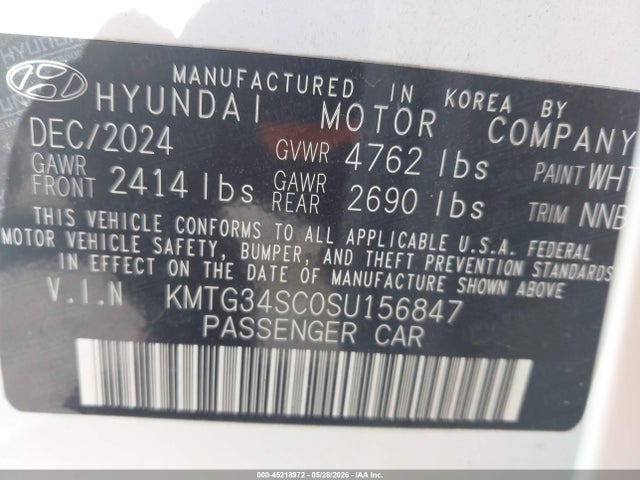 Aukcja sprzedaży 2025 Genesis G70 2.5t Rwd, vin: KMTG34SC0SU156847, numer aukcji: 45218972
