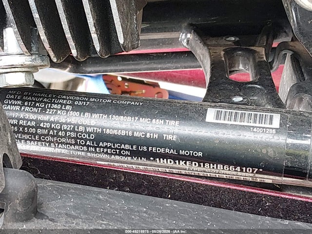 Aukcja sprzedaży 2017 Harley-davidson Flhtk Ultra Limited, vin: 1HD1KED18HB664107, numer aukcji: 45218975