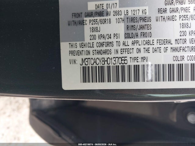 Auction sale of the 2017 Mazda Cx-9 Touring, vin: JM3TCACY8H0137055, lot number: 45219074