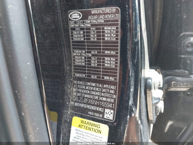 Продаж на аукціоні авто 2022 Land Rover Range Rover Evoque R-dynamic Se, vin: SALZL2FX6NH165941, номер лоту: 45219078