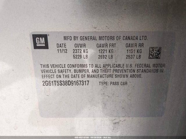 Продаж на аукціоні авто 2013 Cadillac Xts Premium, vin: 2G61T5S38D9167317, номер лоту: 45219189