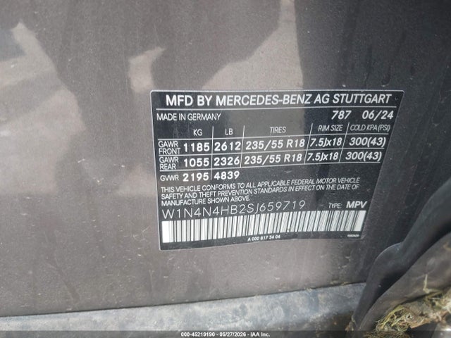 Aukcja sprzedaży 2025 Mercedes-benz Gla 250 4matic, vin: W1N4N4HB2SJ659719, numer aukcji: 45219190