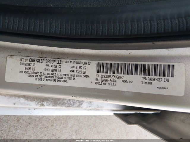 Auction sale of the 2012 Chrysler 200 Touring, vin: 1C3CCBBB2CN330877, lot number: 45219192