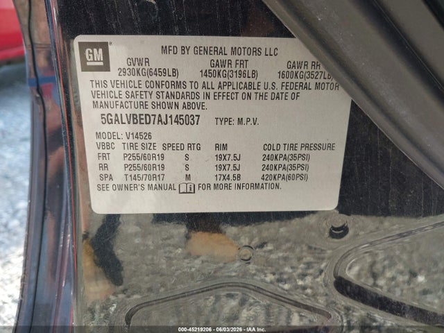 Продаж на аукціоні авто 2010 Buick Enclave 1xl, vin: 5GALVBED7AJ145037, номер лоту: 45219206