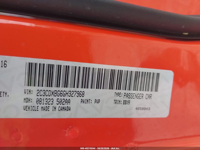 Aukcja sprzedaży 2016 Dodge Charger Se, vin: 2C3CDXBG6GH327968, numer aukcji: 45219244