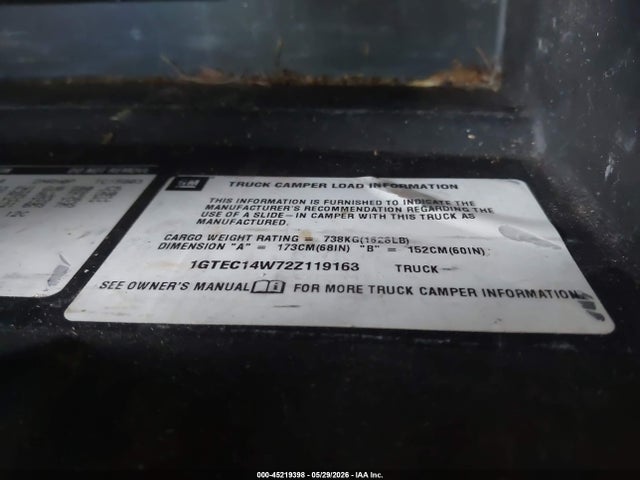 Продажа на аукционе авто 2002 Gmc Sierra 1500 Standard, vin: 1GTEC14W72Z119163, номер лота: 45219398