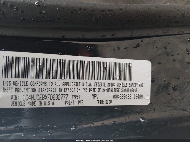 2015 Jeep Compass High Altitude Edition მანქანა იყიდება აუქციონზე, vin: 1C4NJDEBXFD292777, აუქციონის ნომერი: 45219444