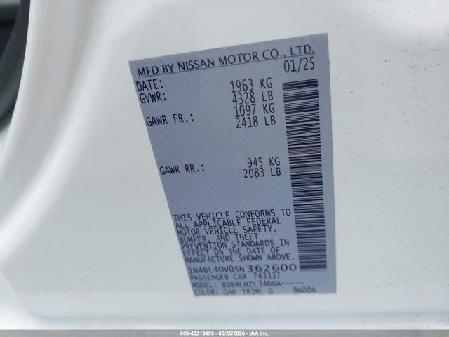 1N4BL4DV0SN362600 Nissan Altima Sv Fwd