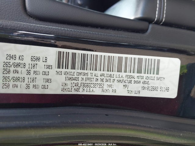 Продаж на аукціоні авто 2016 Jeep Grand Cherokee Limited 75th Anniversary, vin: 1C4RJFBG6GC327352, номер лоту: 45219491