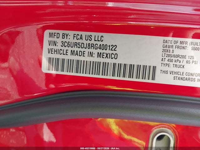 Aukcja sprzedaży 2024 Ram 2500 Big Horn  4x4 6'4 Box, vin: 3C6UR5DJ8RG400122, numer aukcji: 45219568