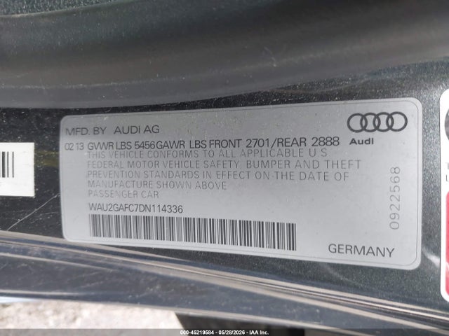 Aukcja sprzedaży 2013 Audi A7 3.0t Premium, vin: WAU2GAFC7DN114336, numer aukcji: 45219584