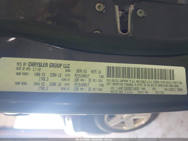 Продаж на аукціоні авто 2011 Jeep Patriot Sport, vin: 1J4NF1GB2BD114637, номер лоту: 45219605