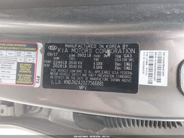 Продаж на аукціоні авто 2018 Kia Soul, vin: KNDJN2A20J7566881, номер лоту: 45219649