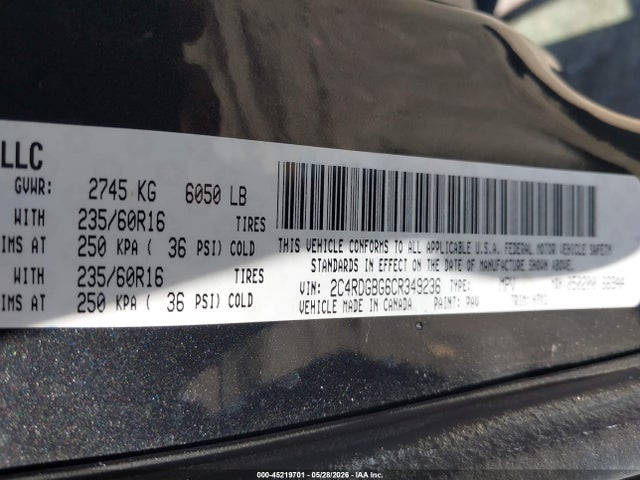 Продажа на аукционе авто 2012 Dodge Grand Caravan Se/avp, vin: 2C4RDGBG6CR349236, номер лота: 45219701