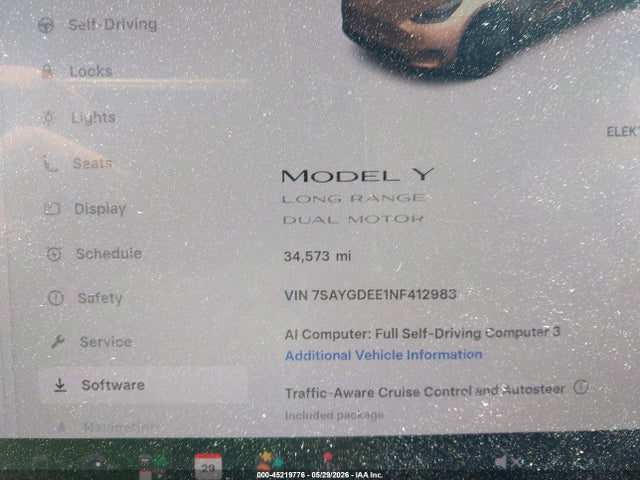 45219776 :رقم المزاد ، 7SAYGDEE1NF412983 vin ، 2022 Tesla Model Y Long Range Dual Motor All-wheel Drive مزاد بيع