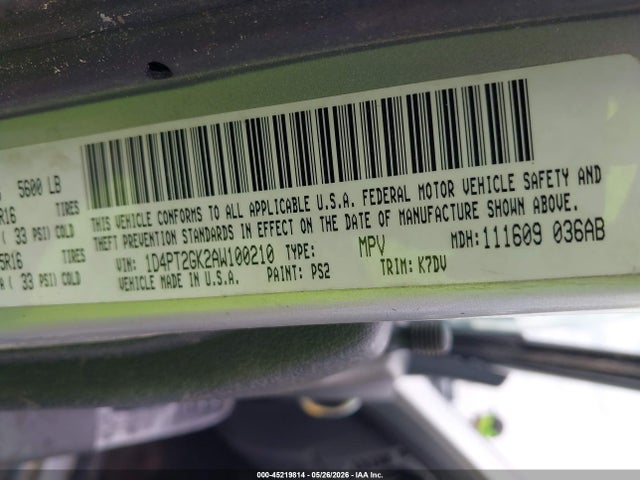 2010 Dodge Nitro Se მანქანა იყიდება აუქციონზე, vin: 1D4PT2GK2AW100210, აუქციონის ნომერი: 45219814