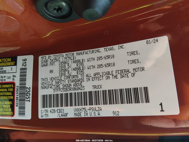 5TFPC5DB3RX060423 Toyota Tundra Hybrid Trd Pro 4wd