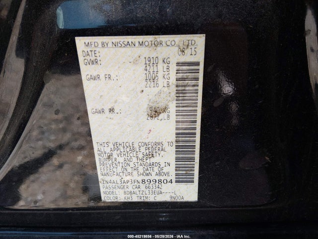 Nissan Altima 2.5 Sl 2015 1N4AL3AP3FN899804 Image 9