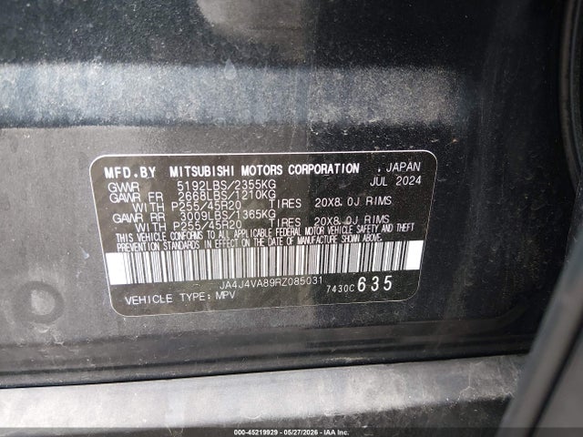 Aukcja sprzedaży 2024 Mitsubishi Outlander Se 2.5 S-awc/se Black Edition S-awc/se Black Edition W/pano Roof S-awc/se Ralliart S-awc, vin: JA4J4VA89RZ085031, numer aukcji: 45219929