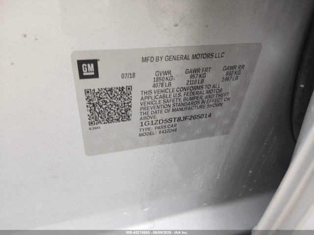 Продаж на аукціоні авто 2018 Chevrolet Malibu Lt, vin: 1G1ZD5ST8JF265014, номер лоту: 45219985