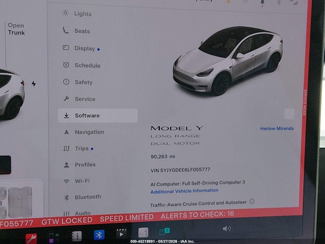 45219991 :رقم المزاد ، 5YJYGDEE6LF055777 vin ، 2020 Tesla Model Y Long Range Dual Motor All-wheel Drive مزاد بيع