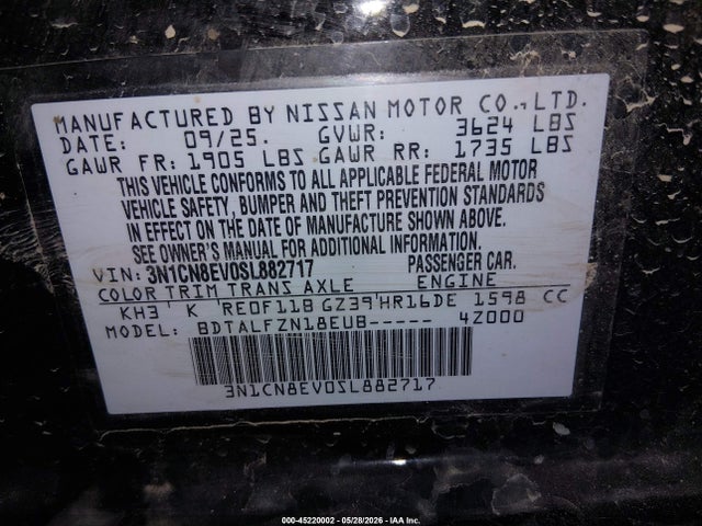 3N1CN8EV0SL882717 Nissan Versa 1.6 Sv