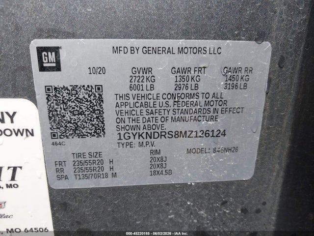 Продаж на аукціоні авто 2021 Cadillac Xt5 Awd Premium Luxury, vin: 1GYKNDRS8MZ126124, номер лоту: 45220185